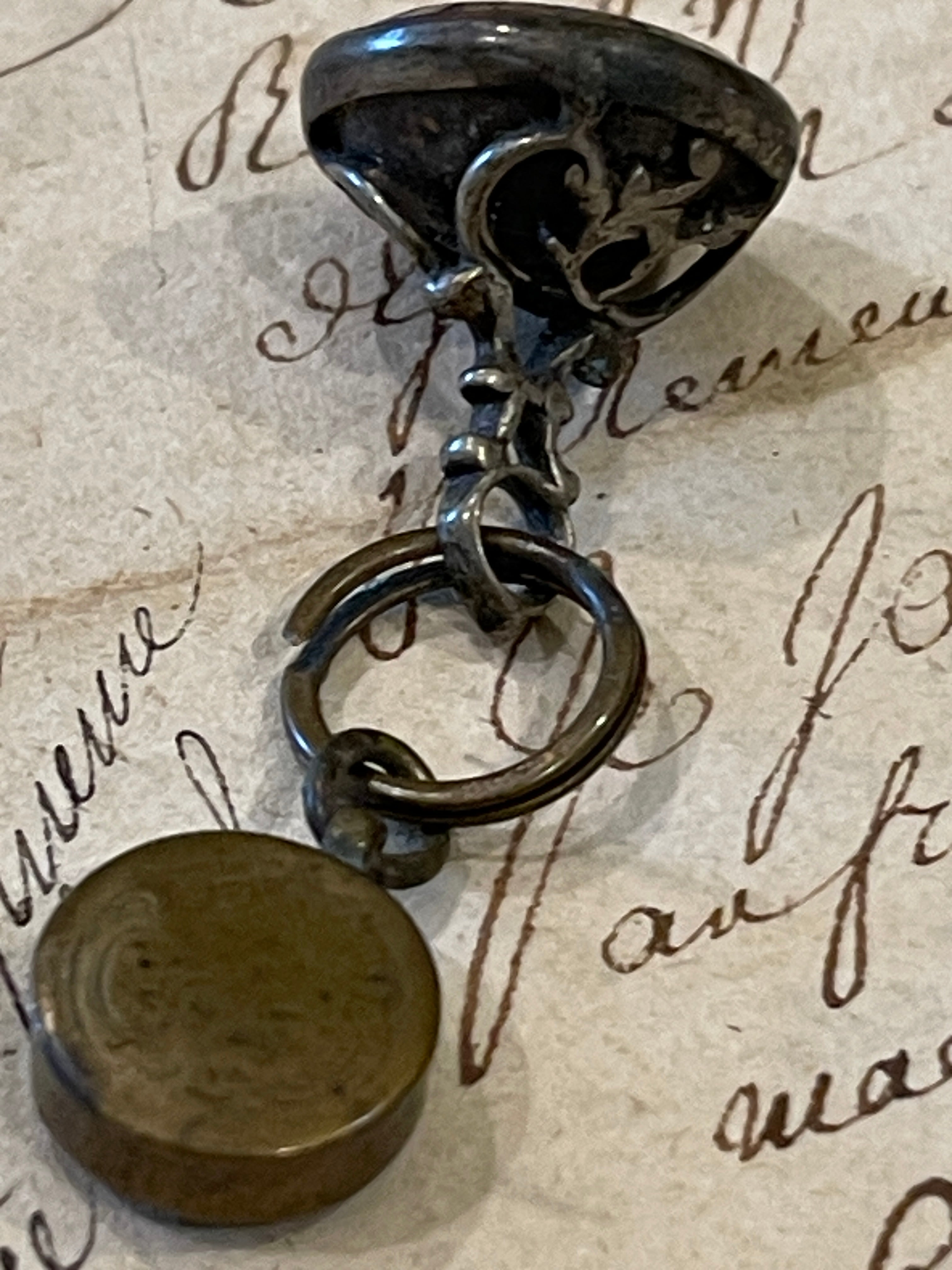 RESERVED FOR AMY  H - 1800's Victorian Gold and Silver Cameo FOB Pendant and Brass Compass