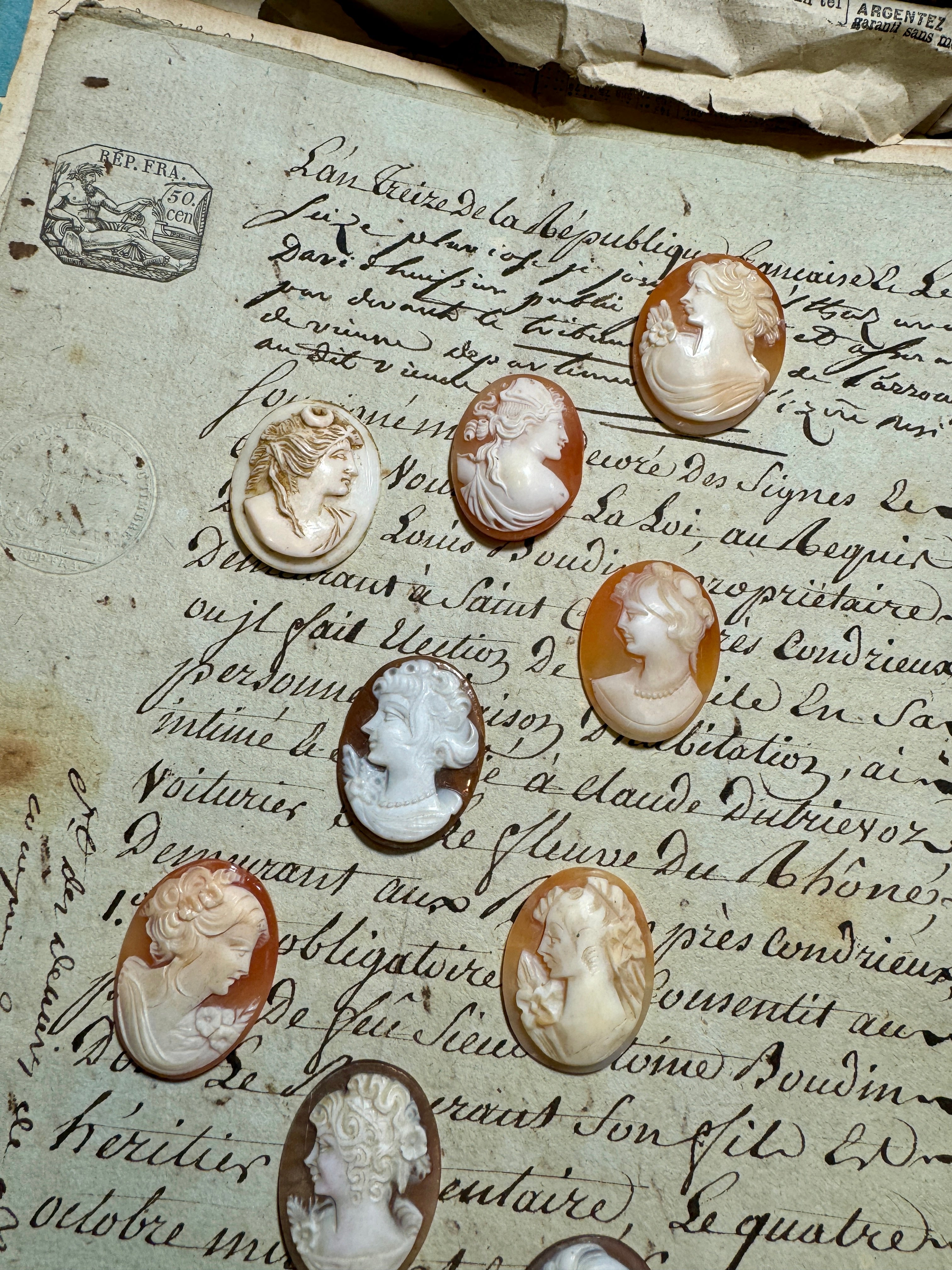 Carved Italian Shell Cameos Circa 1800s - C