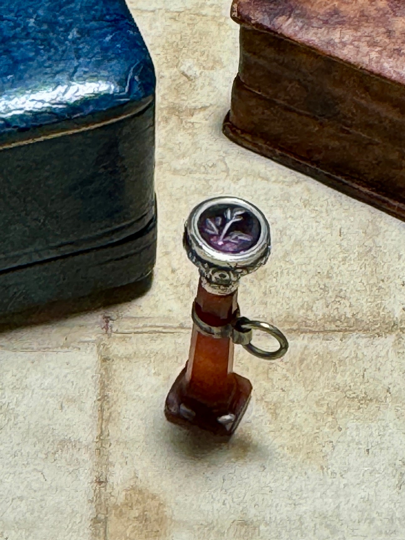 1800s Antique Carved Carnelian flower Seal