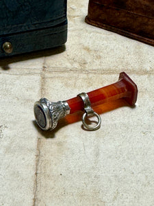 1800s Antique Carved Carnelian flower Seal