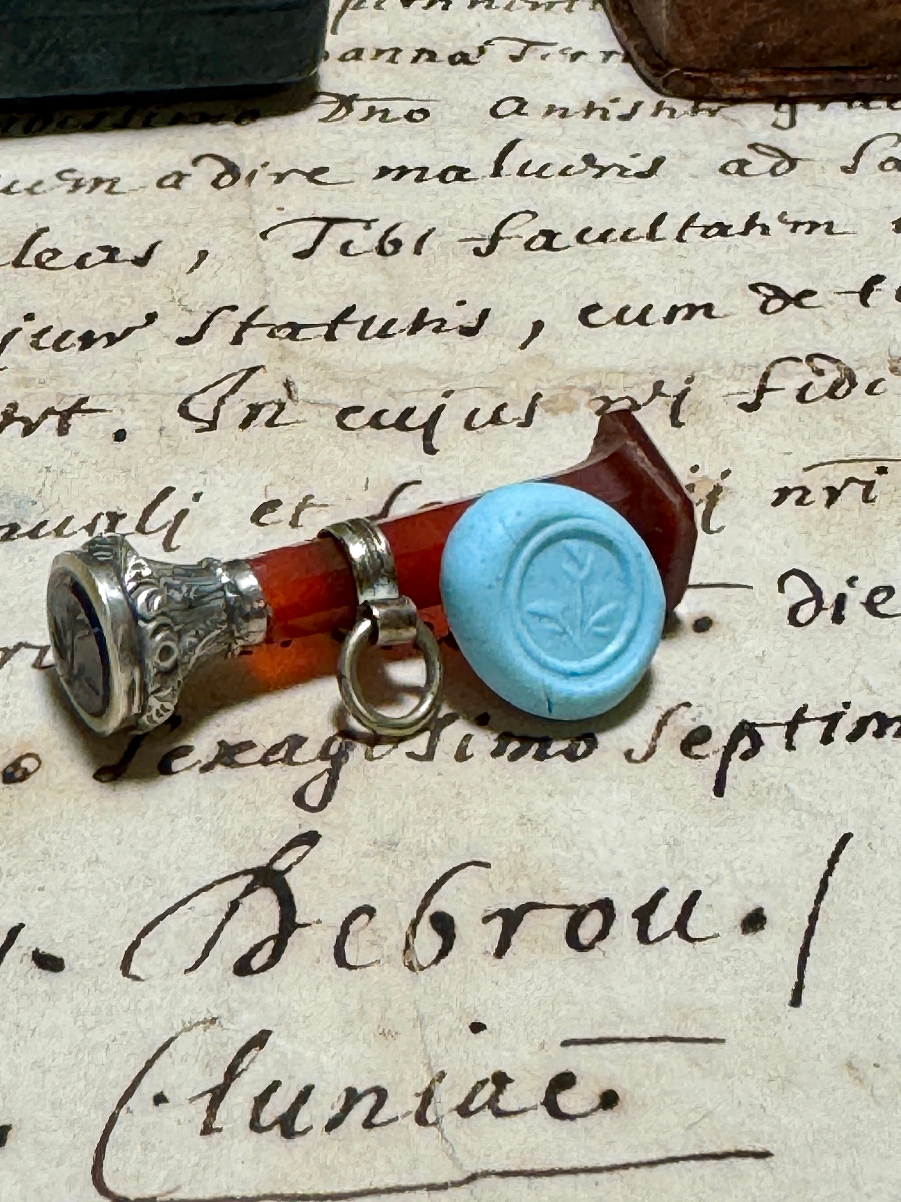1800s Antique Carved Carnelian flower Seal