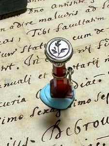 1800s Antique Carved Carnelian flower Seal