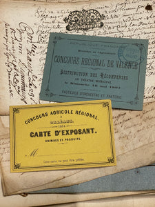 Antique French Cards in Yellow & Blue - Set of 2