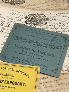 Antique French Cards in Yellow & Blue - Set of 2