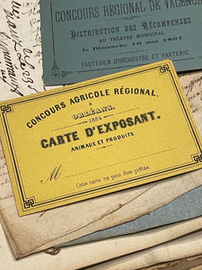 Antique French Cards in Yellow & Blue - Set of 2