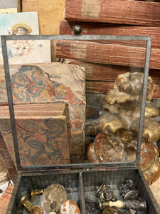 Small Brass Square Box with Glass Lid