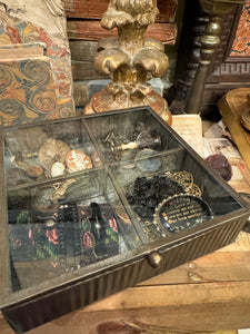 Small Brass Square Box with Glass Lid