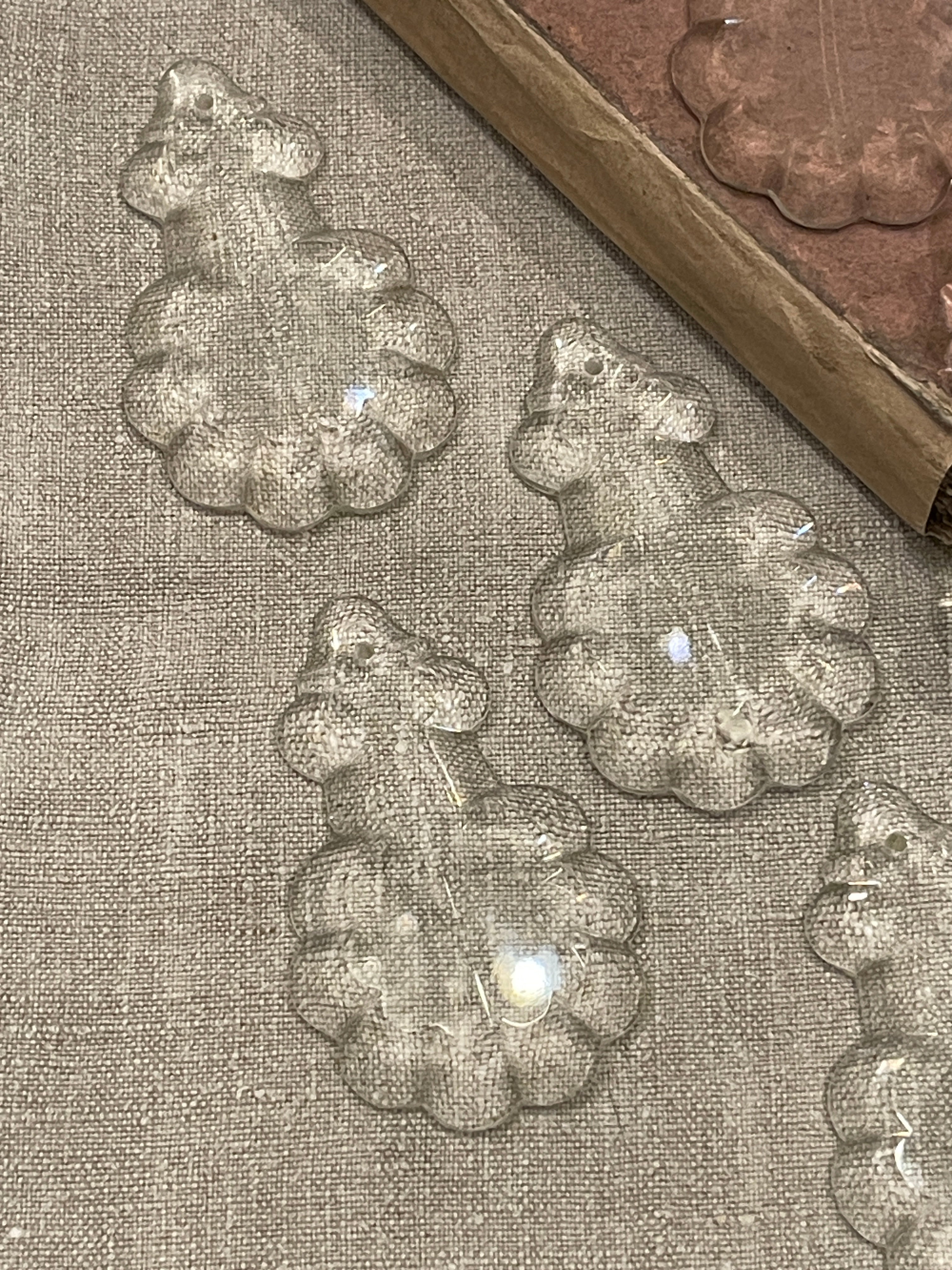 Antique French Fat Scalloped Pendalogue Crystal Prisms