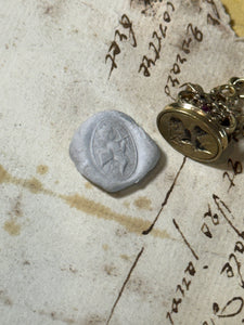 Beautiful Vintage Sterling Vermeil Fob Seal Cupid Pendant