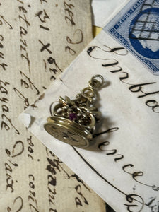 Beautiful Vintage Sterling Vermeil Fob Seal Cupid Pendant