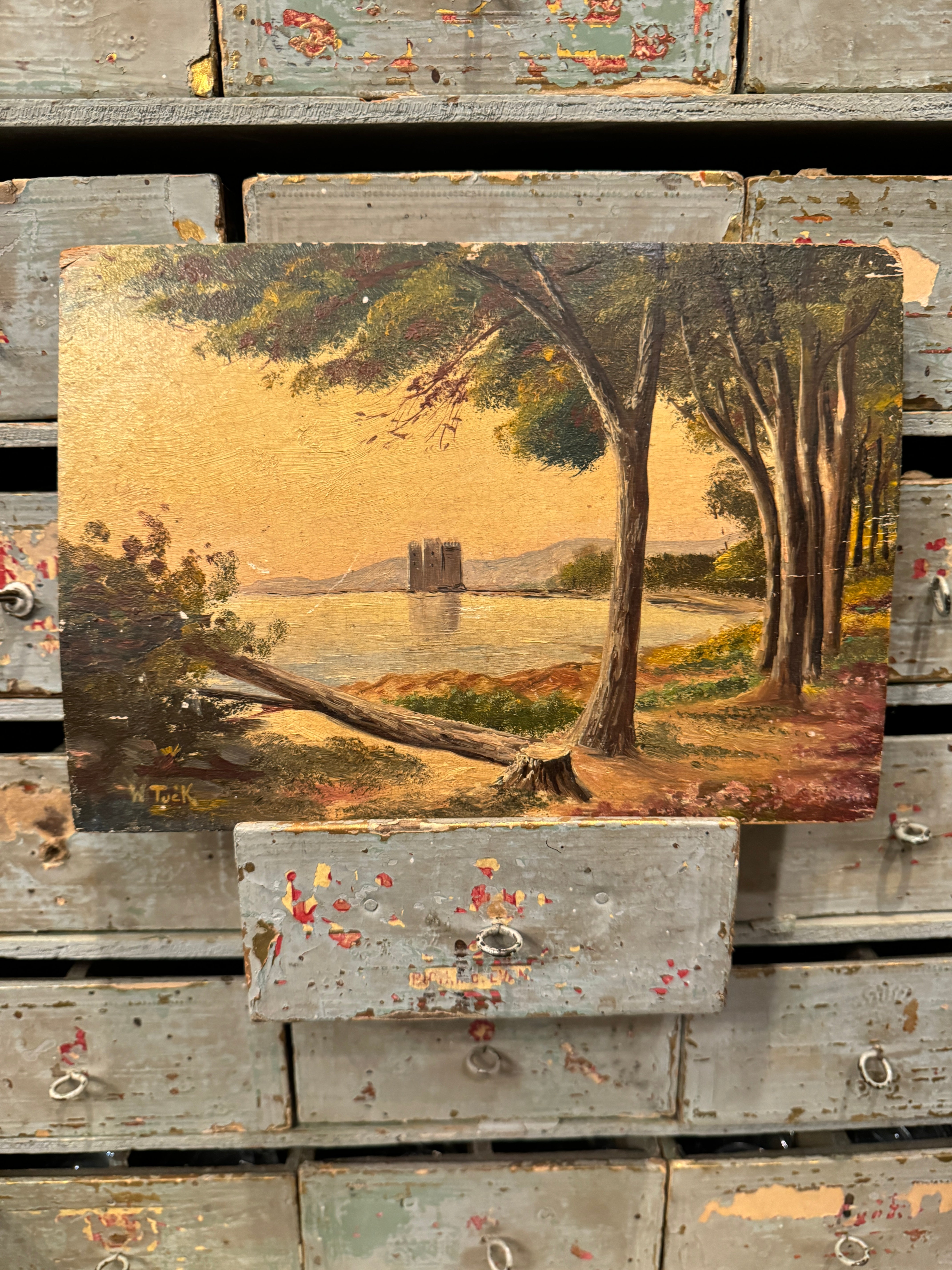 Beautiful French Castle on a Lake Painting
