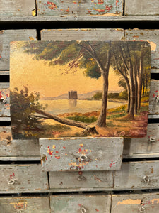 Beautiful French Castle on a Lake Painting