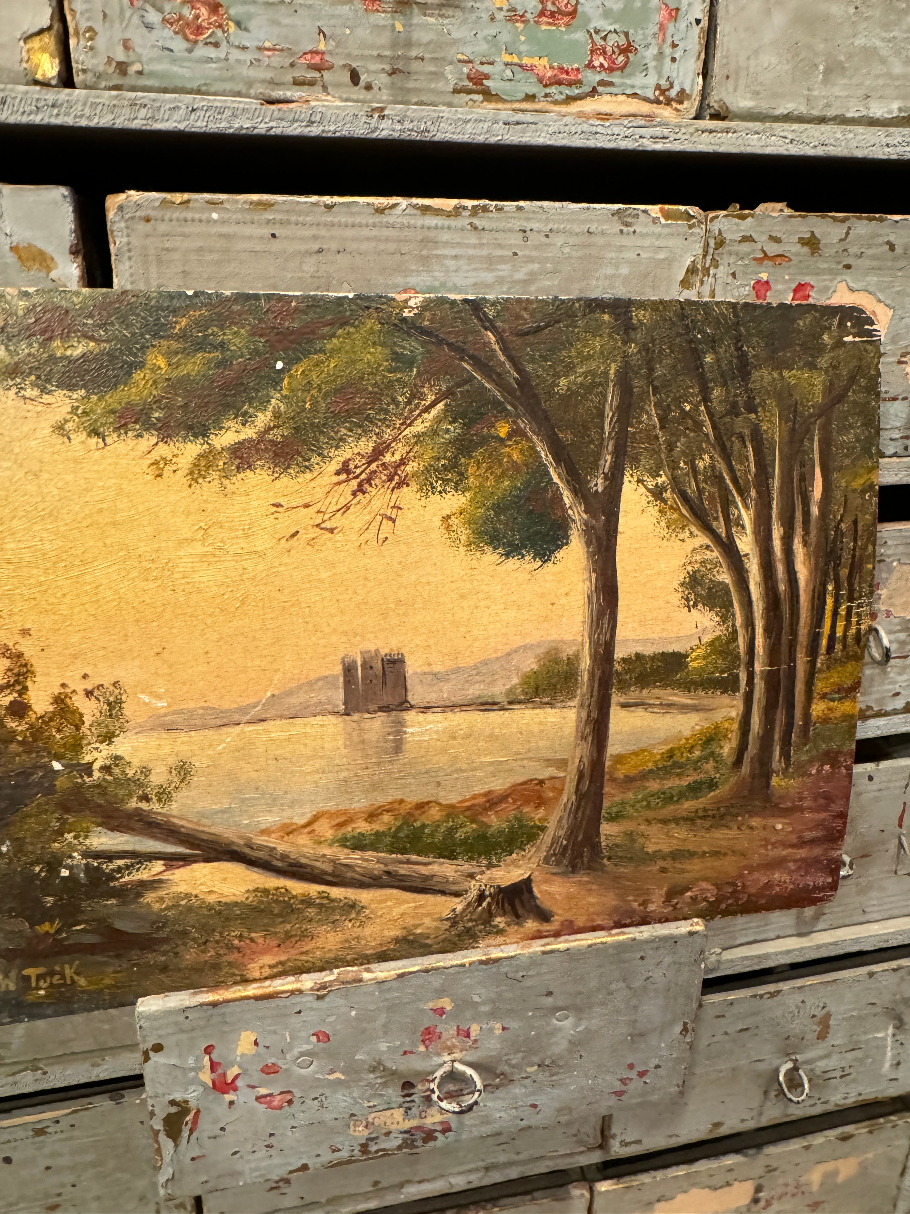 Beautiful French Castle on a Lake Painting