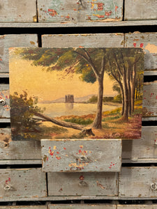 Beautiful French Castle on a Lake Painting