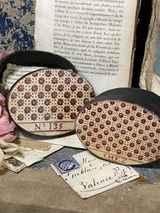 3" French Papier Dominote Paper Mache oval Boxes
