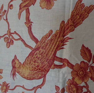 Gorgeous Antique French Chinz Toile Bird Fabric