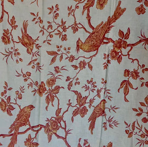 Gorgeous Antique French Chinz Toile Bird Fabric