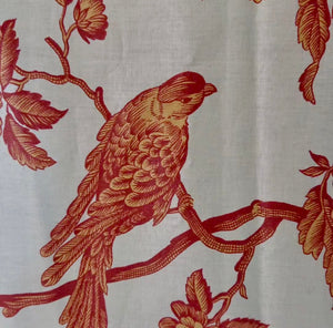 Gorgeous Antique French Chinz Toile Bird Fabric