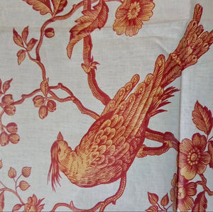 Gorgeous Antique French Chinz Toile Bird Fabric