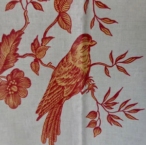 Gorgeous Antique French Chinz Toile Bird Fabric