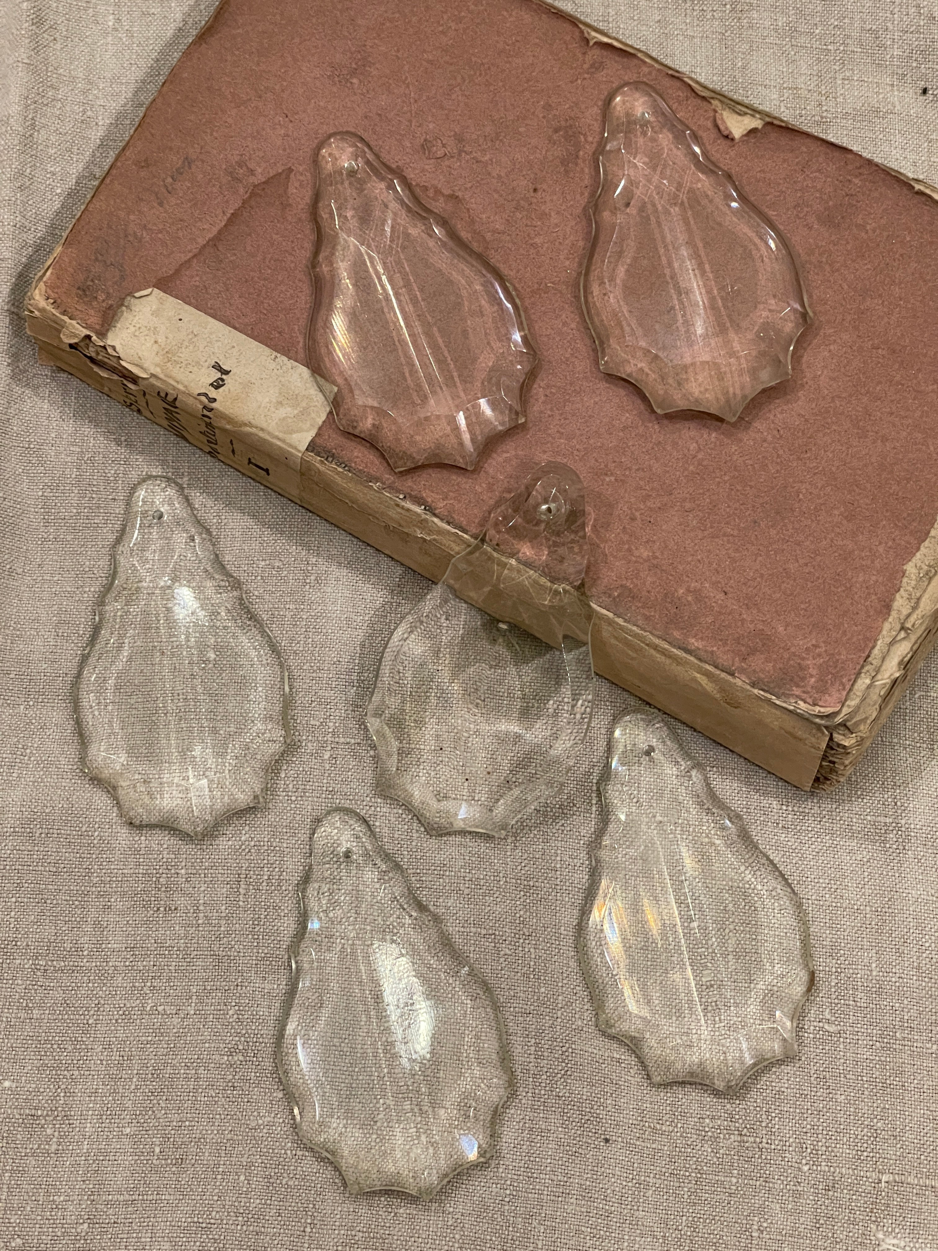 Antique French 3" Pendalogue Crystal Prisms