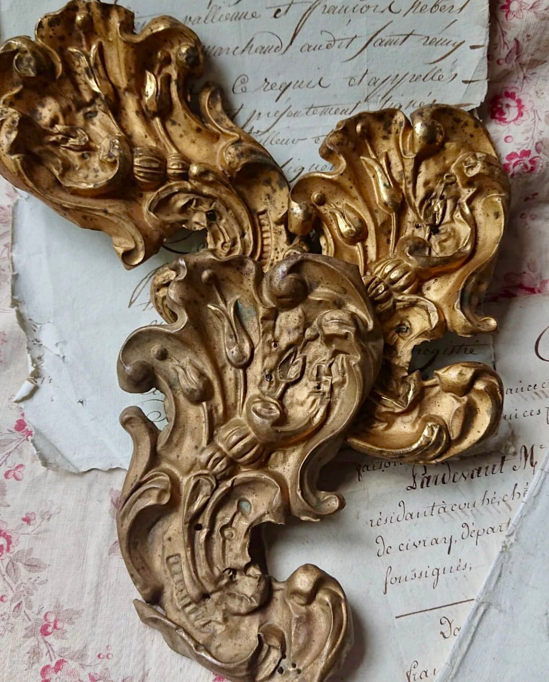 19th Century French Gilded Tole Cache Clous
