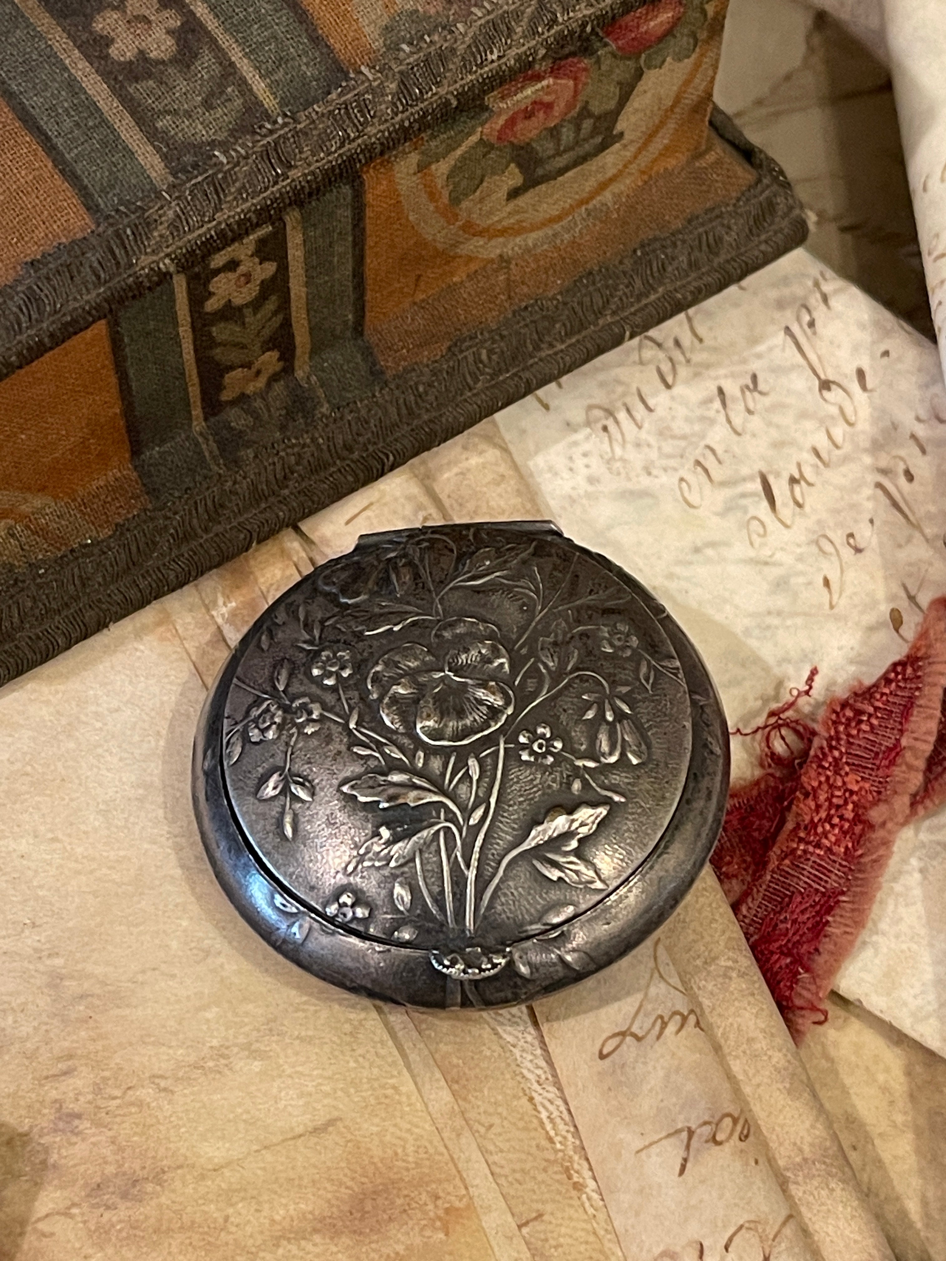RESERVED - French Silver Compact