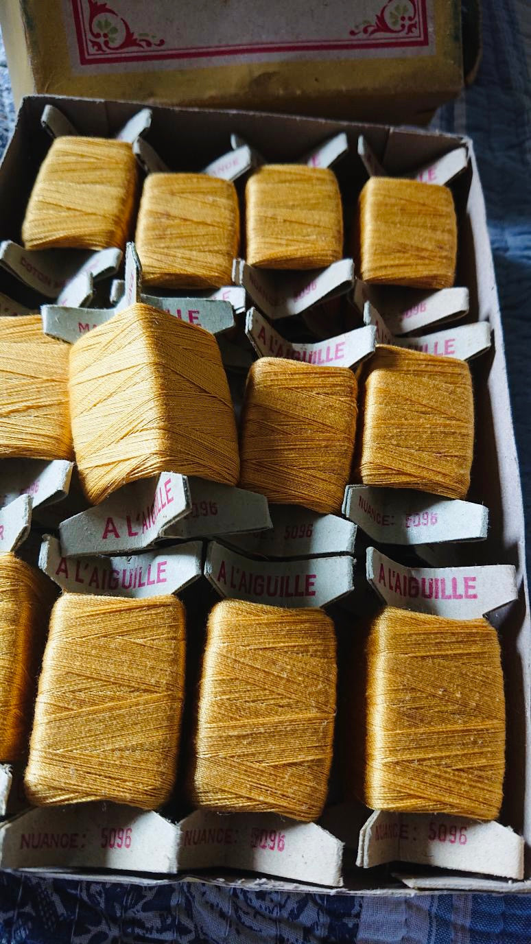 Antique Haberdashery Collection of Yellow Coton Mercerise