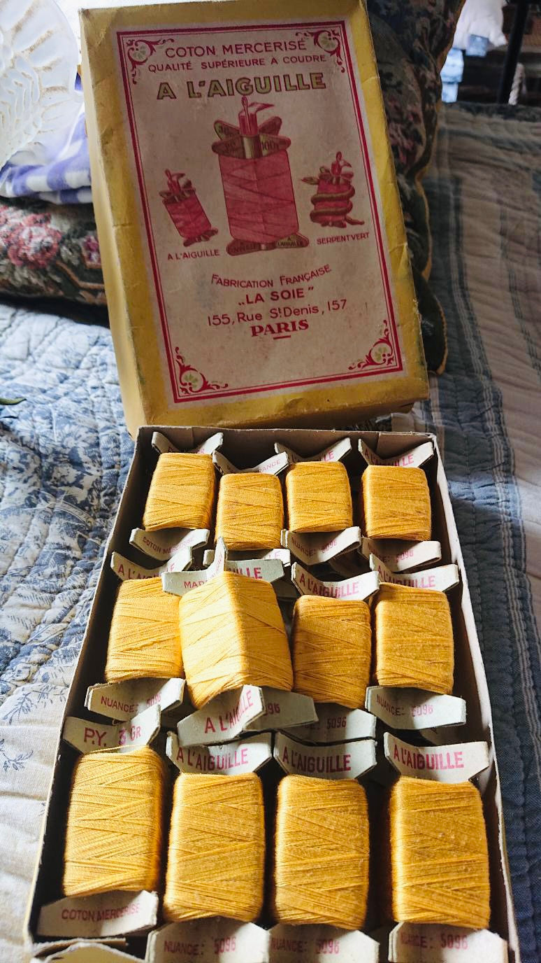 Antique Haberdashery Collection of Yellow Coton Mercerise