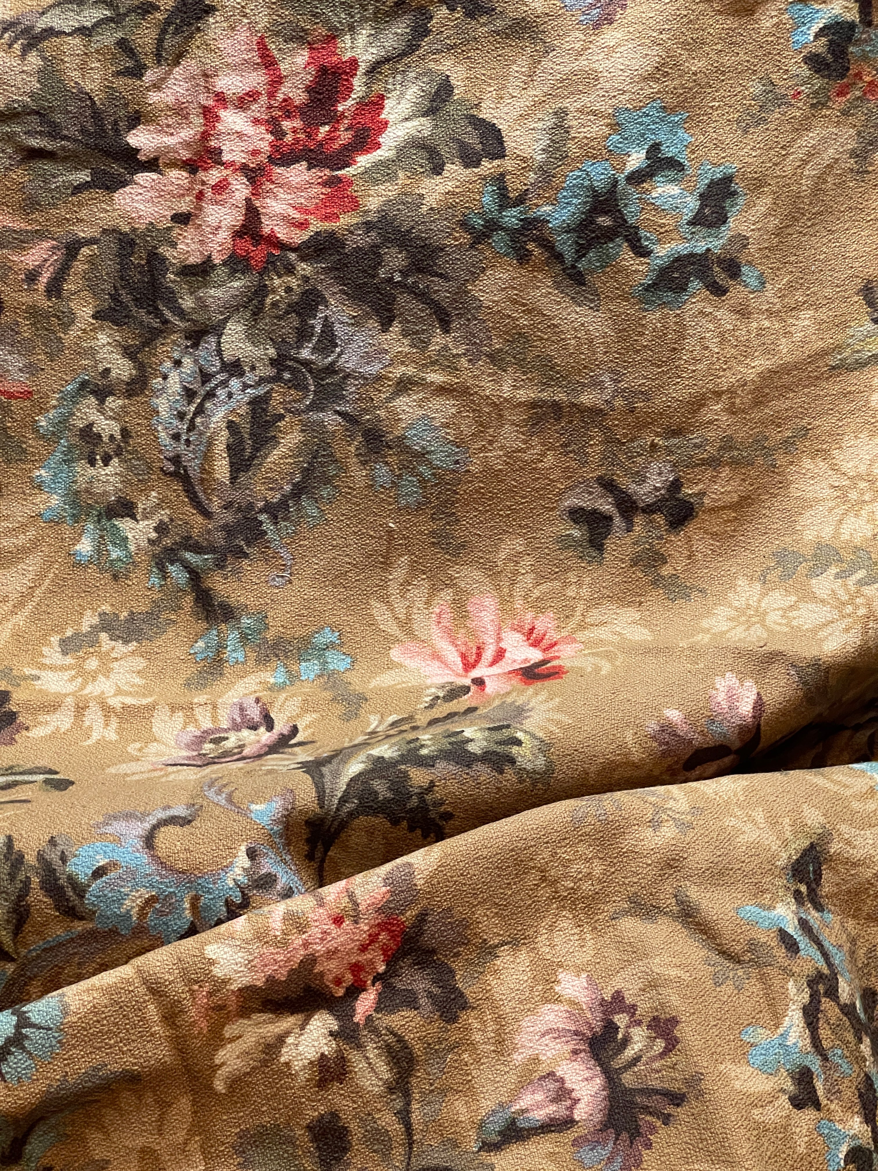 Beautiful 1800's Cotton Weave Floral *