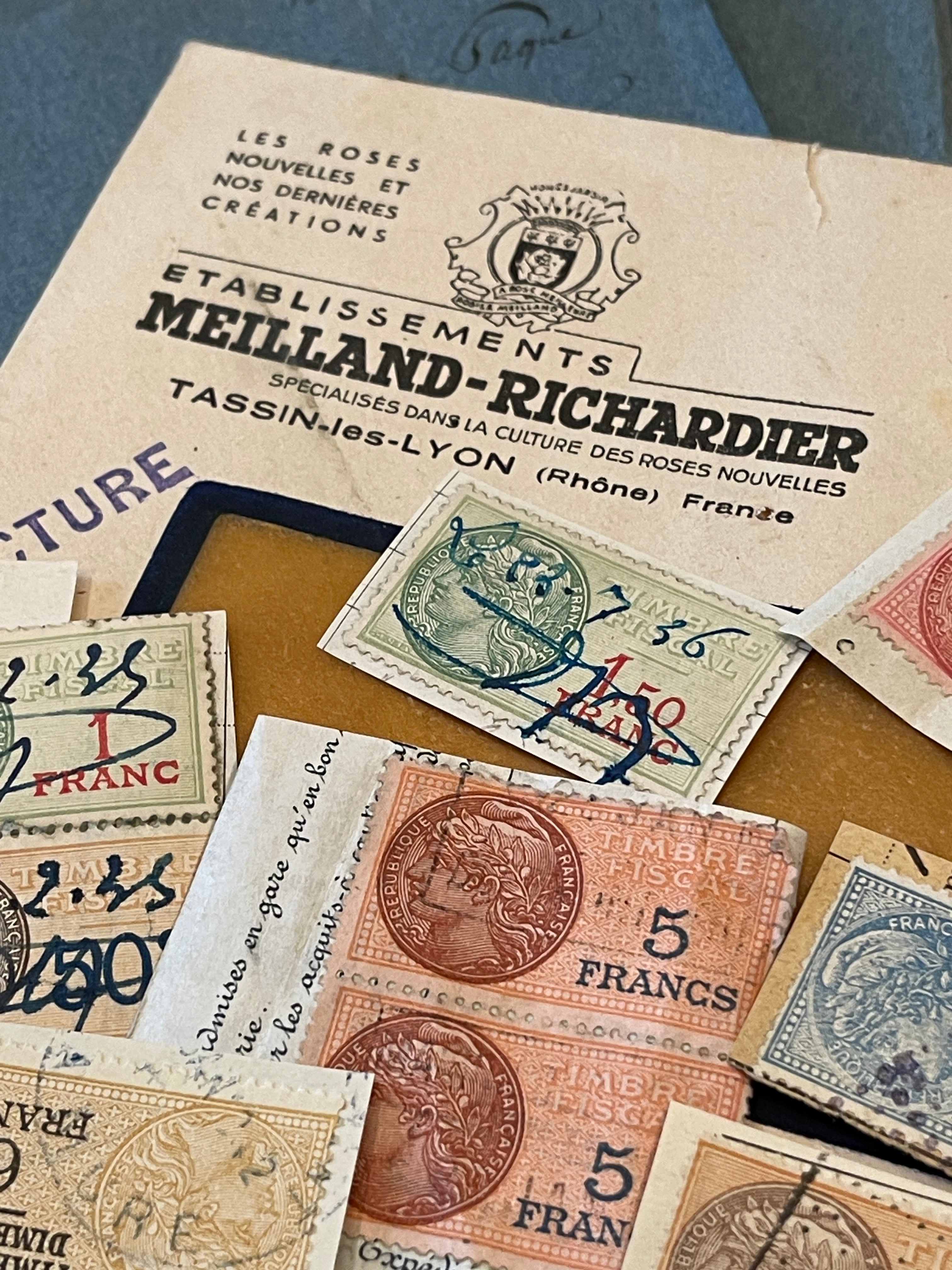 Antique French Envelope with Misc. Ephemera