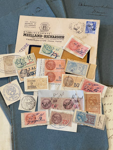Antique French Envelope with Misc. Ephemera
