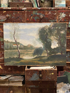 Original Antique French Landscape Oil Painting
