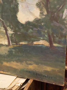 Original Antique French Landscape Oil Painting