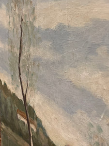 Original Antique French Landscape Oil Painting