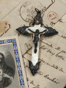 Antique French Mother of Pearl Crucifix Cross