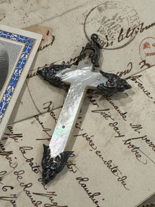 Antique French Mother of Pearl Crucifix Cross