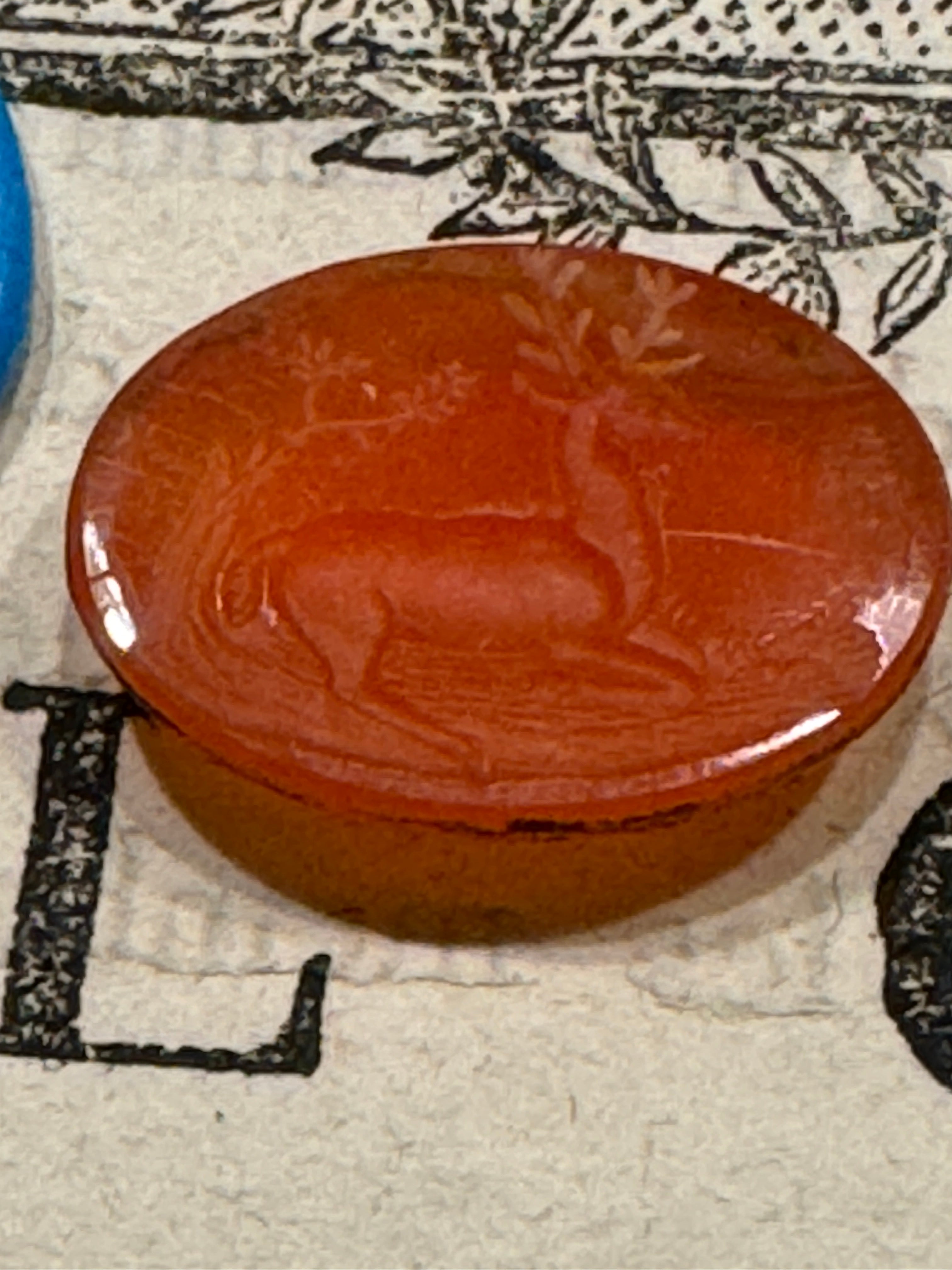 Antique Glass Stag Seal