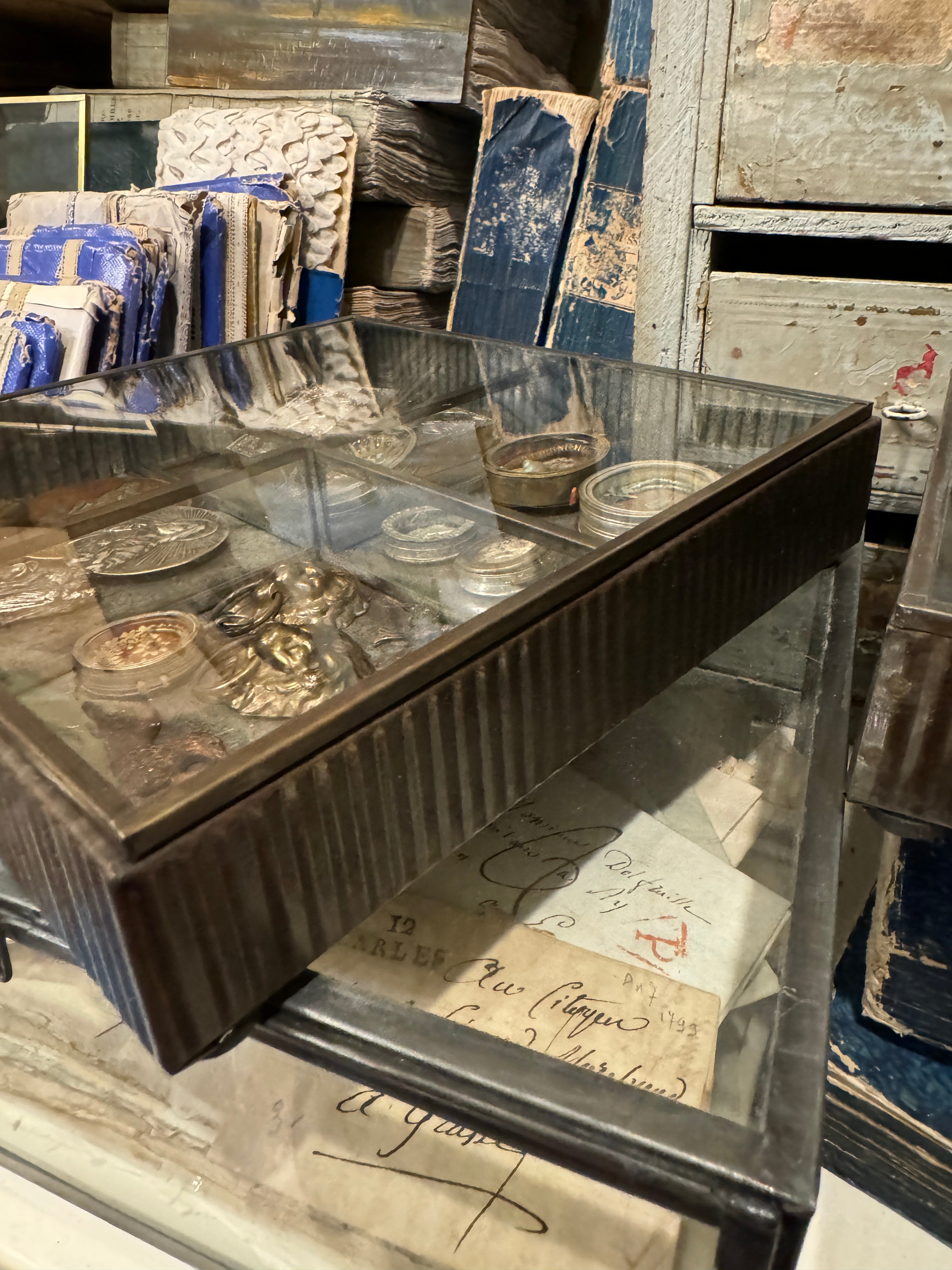 Large Brass Square Box with Glass Lid