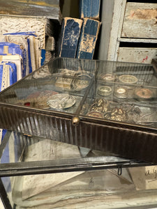 Large Brass Square Box with Glass Lid