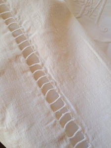 Beautiful French Monogrammed 1800s Unbleached Dowry Sheet/Blanket