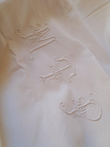 Beautiful French Monogrammed 1800s Unbleached Dowry Sheet/Blanket