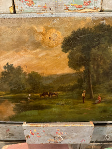 Beautiful Antique French Landscape and Lake Painting - Barbizon School