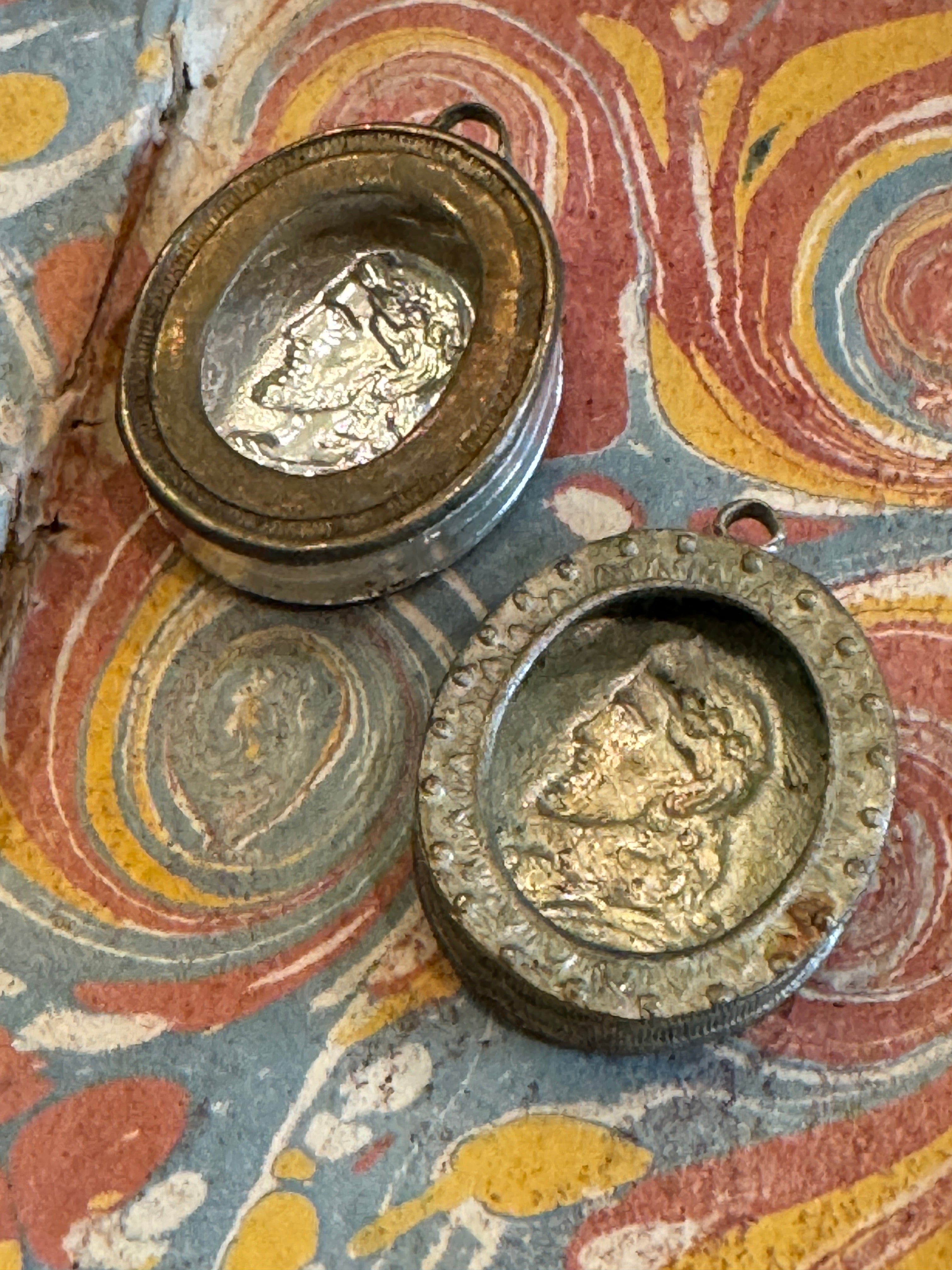 1800s French Empty Casket Seal Relic Containers