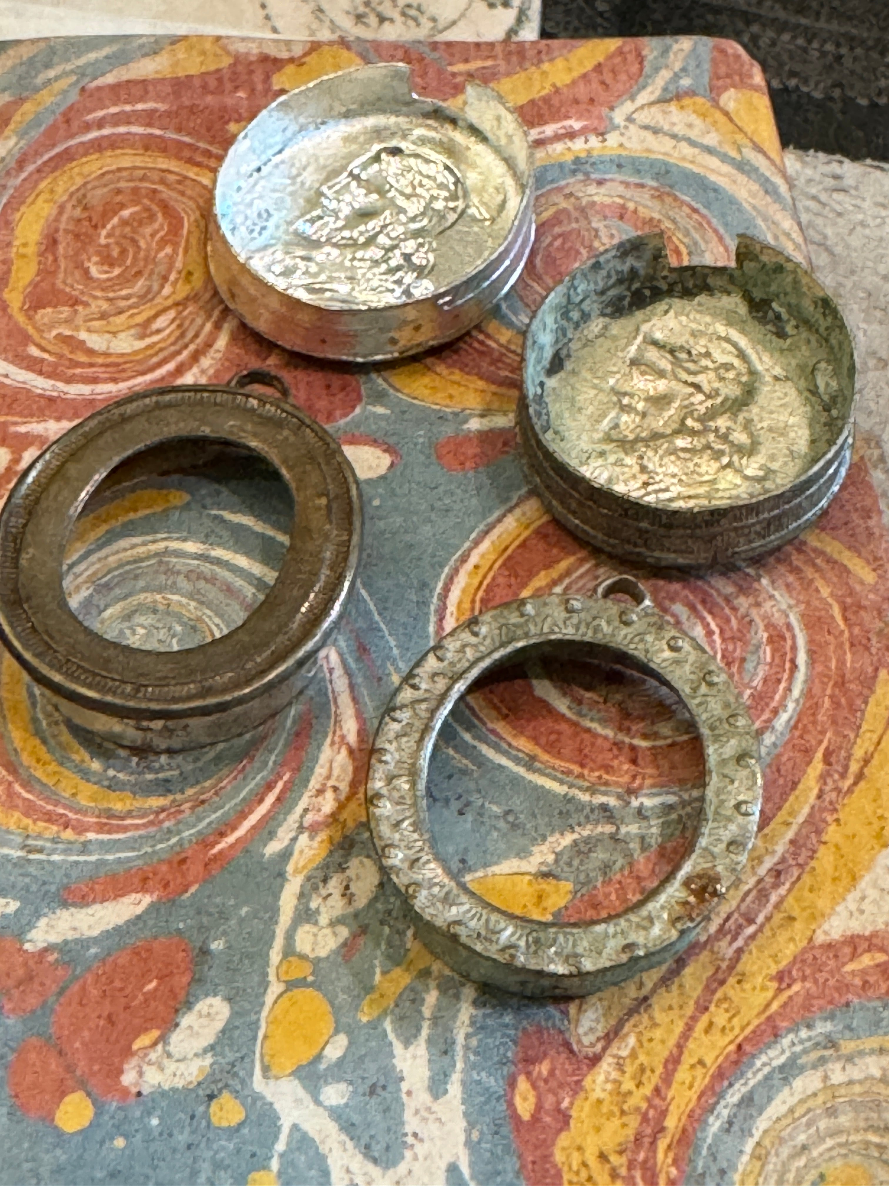 1800s French Empty Casket Seal Relic Containers