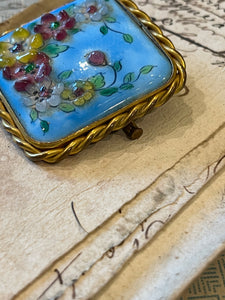Antique Raised Enamel Brooch Signed M.L.