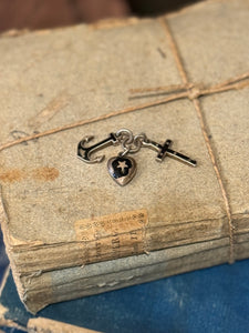 Antique Victorian Sterling and Enamel Faith, Hope & Charity FOB/Pendant