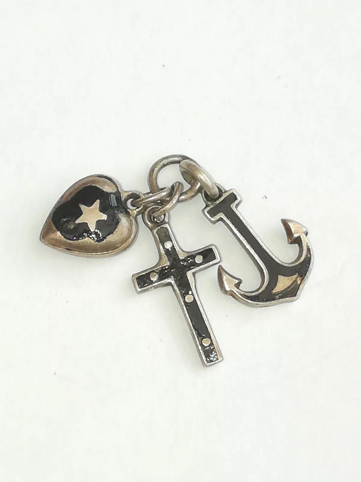 Antique Victorian Sterling and Enamel Faith, Hope & Charity FOB/Pendant