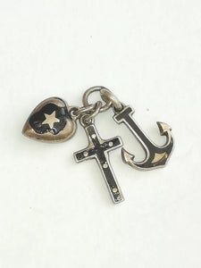 Antique Victorian Sterling and Enamel Faith, Hope & Charity FOB/Pendant
