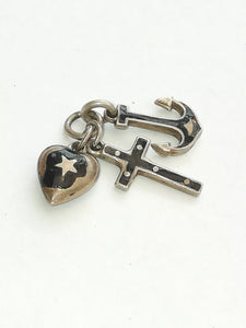 Antique Victorian Sterling and Enamel Faith, Hope & Charity FOB/Pendant